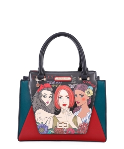 Nicole Lee Printed Color-Block Satchel Bag NSD15058